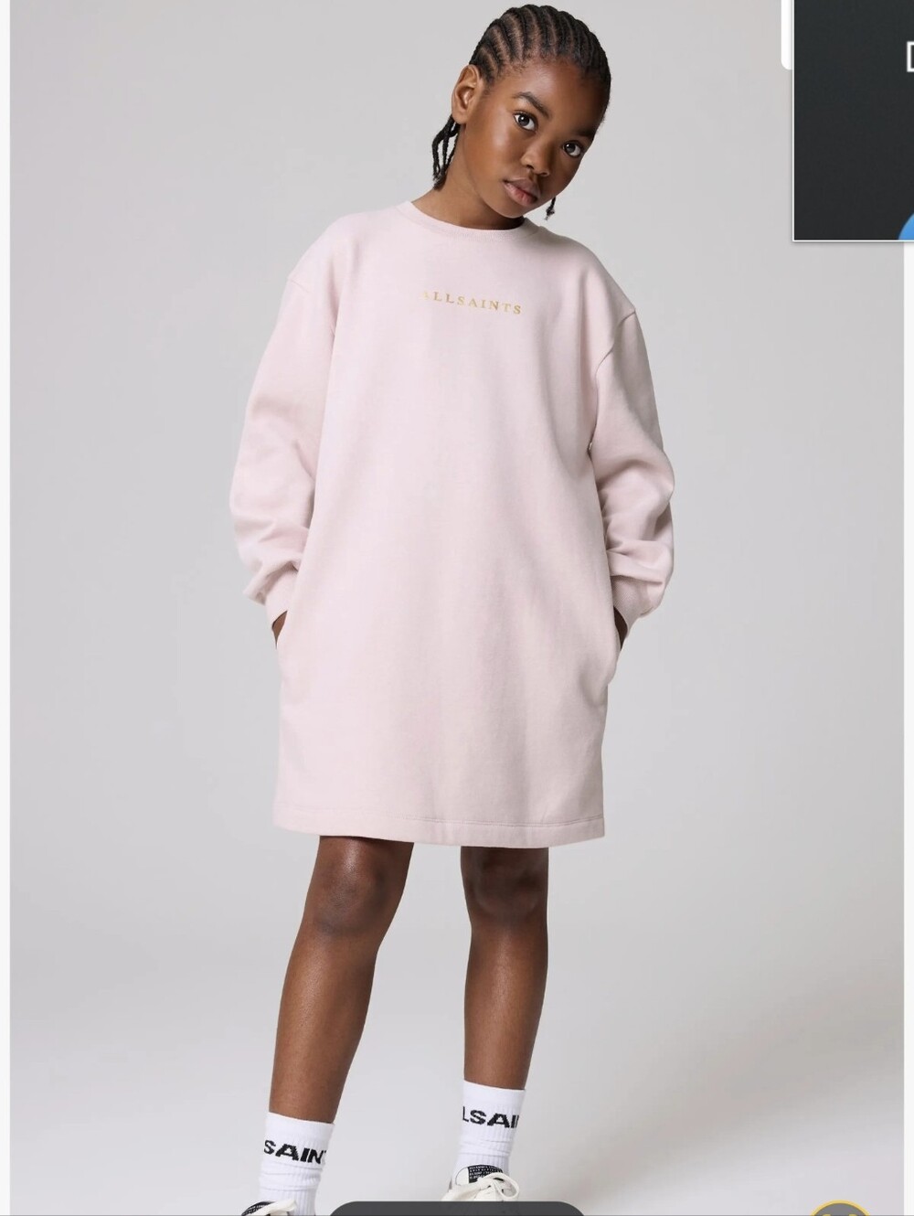 smALLSAINTS Girls' Pink Long Sleeve Nylon Sweatshirt Dress 9-10 years